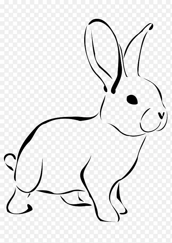 手绘的卡通简单兔子