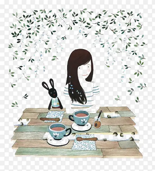 喝茶的女生