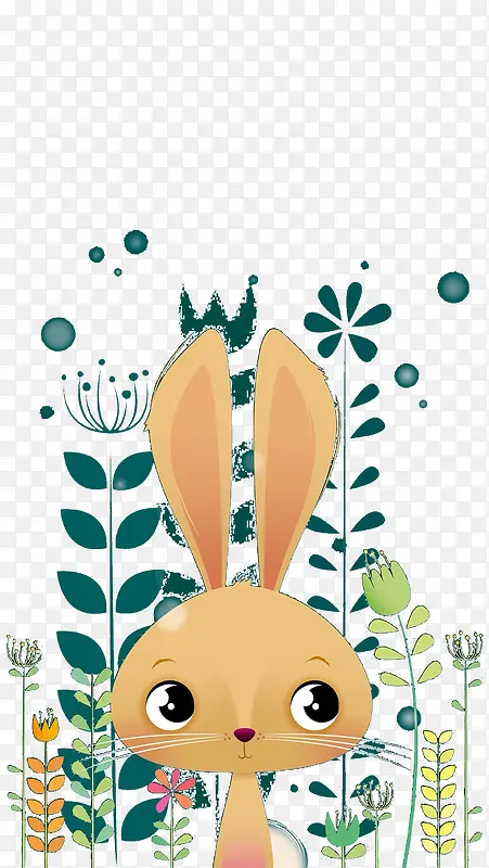 可爱手绘平铺小兔子素材装饰图