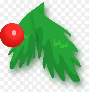 绿色树枝红球