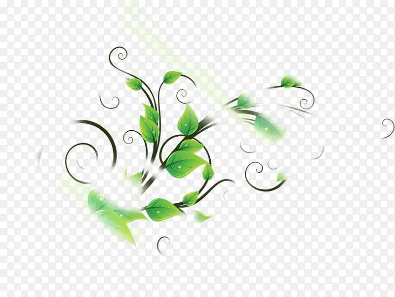 绿色创意花纹树枝装饰