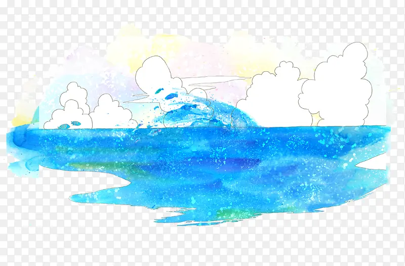 蓝色水彩