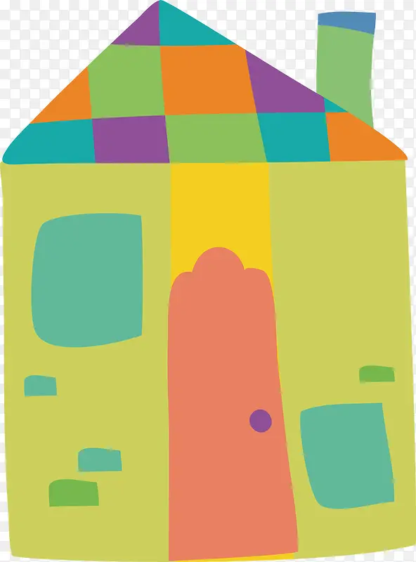 创意彩色方格房子矢量图