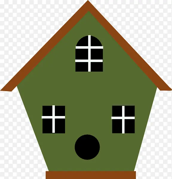 绿色手绘房子
