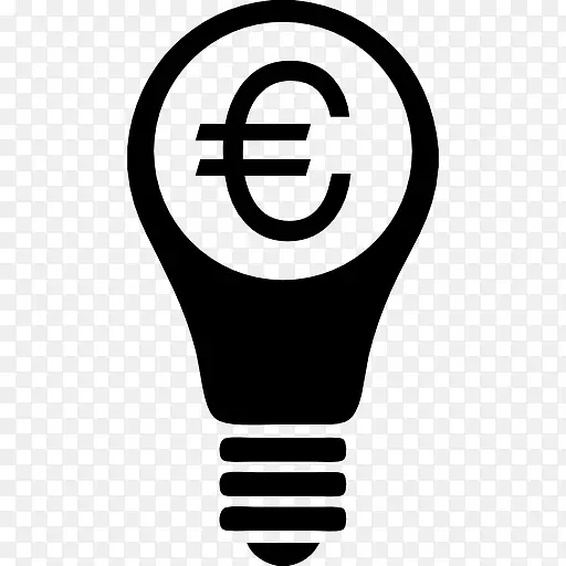 灯泡与欧元符号图标
