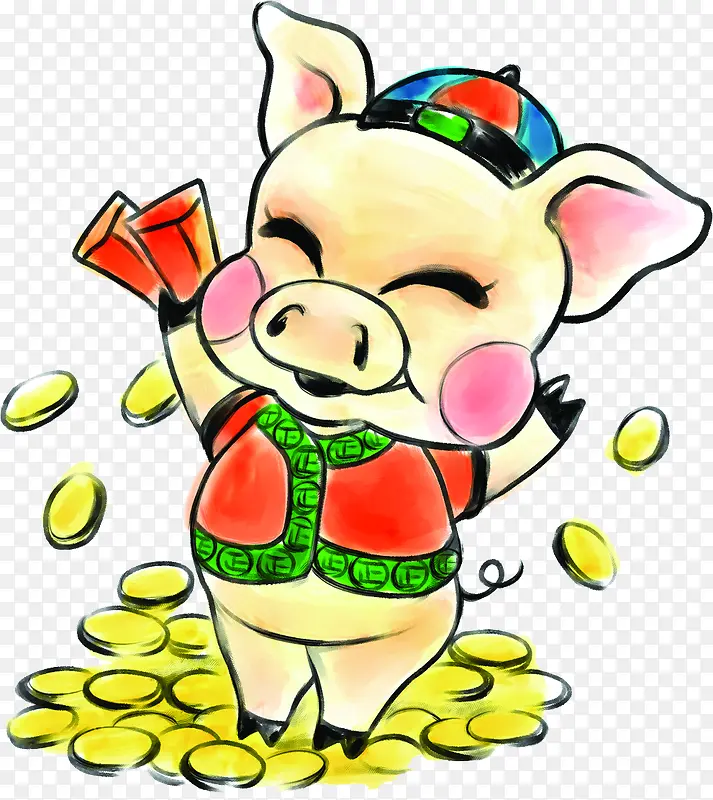 可爱金币小猪创意生肖