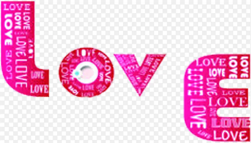 粉色卡通爱情字母设计