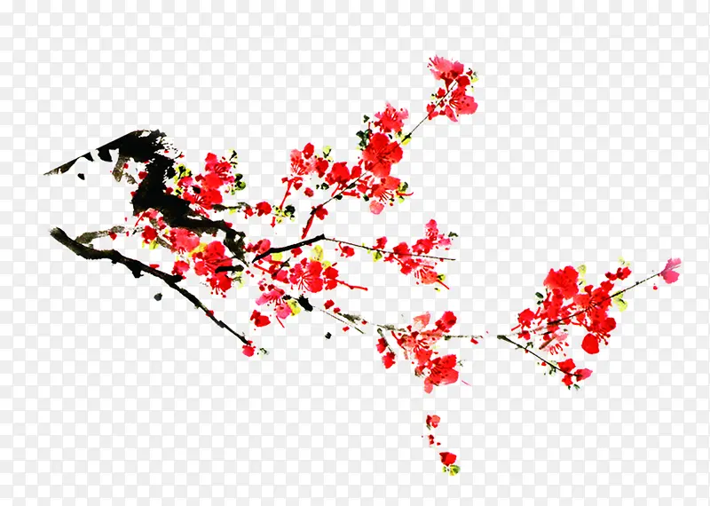红色梅花树枝装饰
