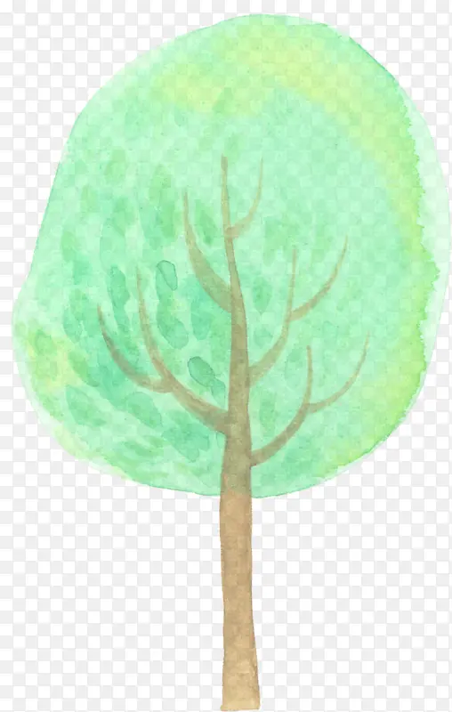 手绘绿树艺术海报