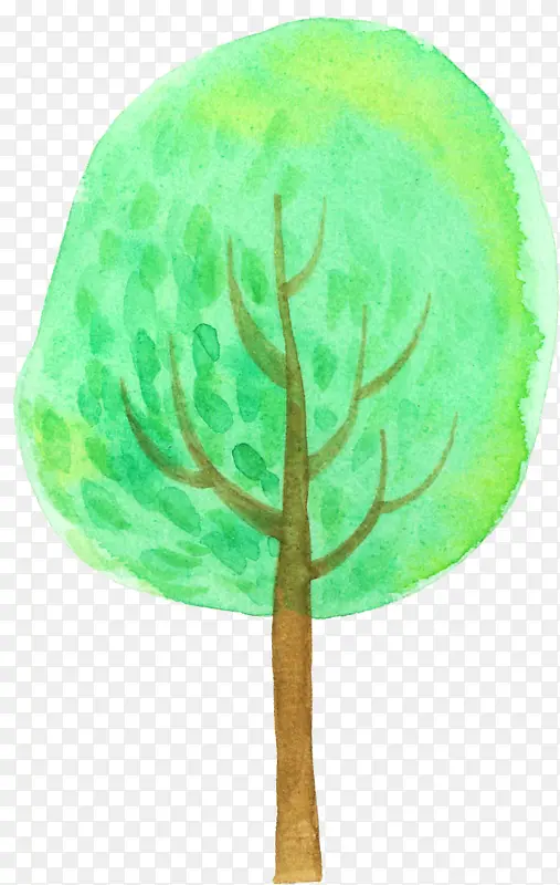 手绘绿树艺术贴画