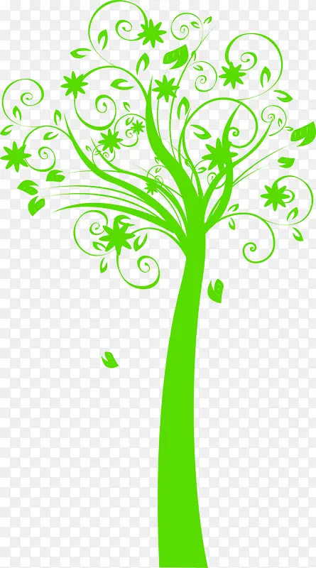 海报夏日绿色手绘树木