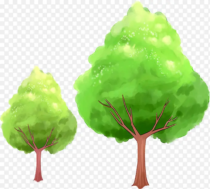 夏日插画绿色树木