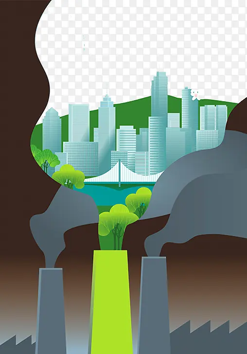 城市污染插画
