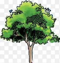 合成创意彩绘绿色的树木