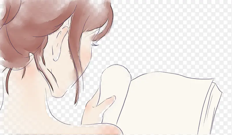 手绘插画世界读书日读书女孩的背
