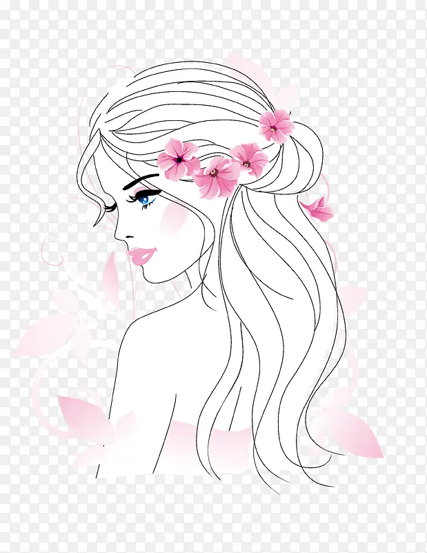 矢量手绘美女素材图片