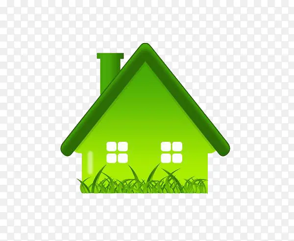 绿色房屋手绘草坪设计
