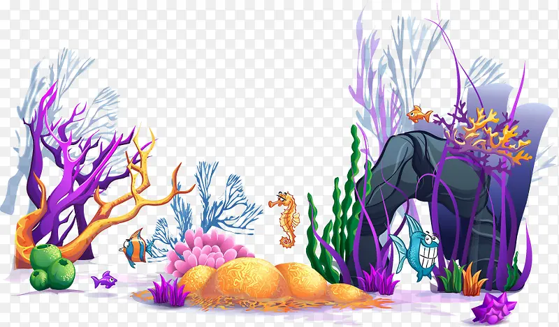 卡通手绘海底珊瑚