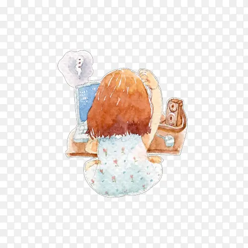 玩电脑的小女孩