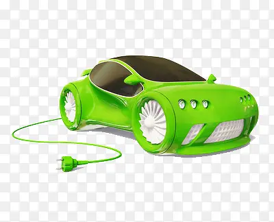 卡通版电动绿色汽车
