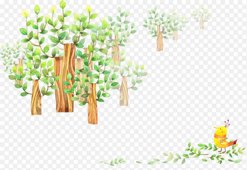 手绘可爱卡通树背景