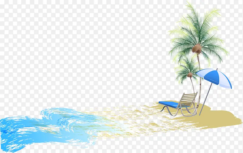 夏季手绘海滩椰树