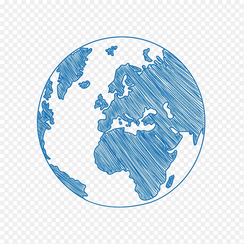 地球 蓝色 手绘 矢量图