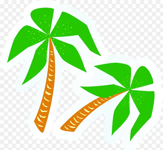 绿色热带椰树卡通
