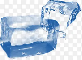 蓝色透明立体冰块
