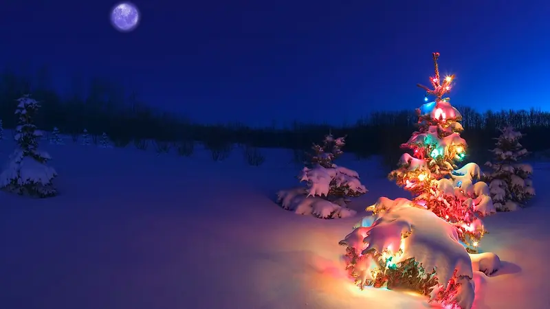圣诞礼物夜空白雪