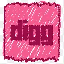 手绘社交媒体PNG图标网页图标digg