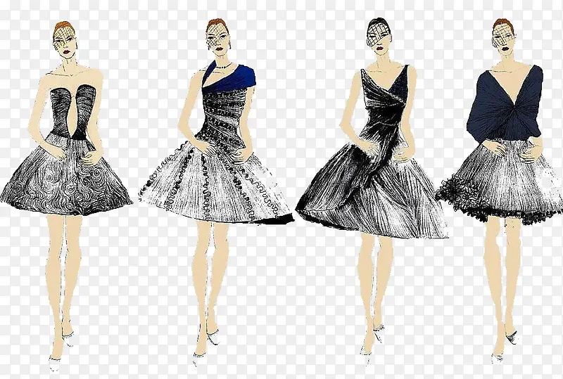 四款连衣裙设计