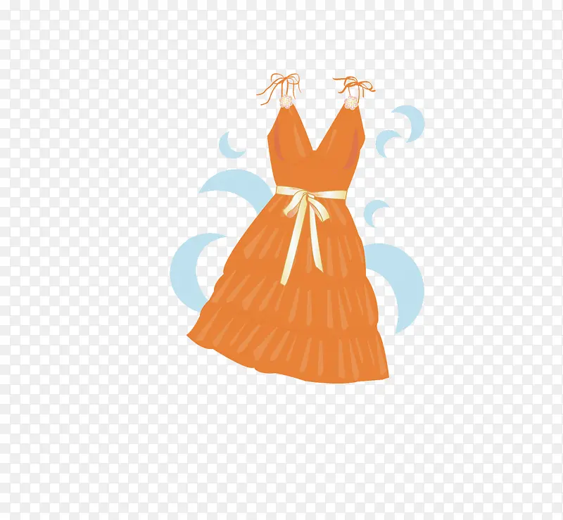 橘色连衣裙