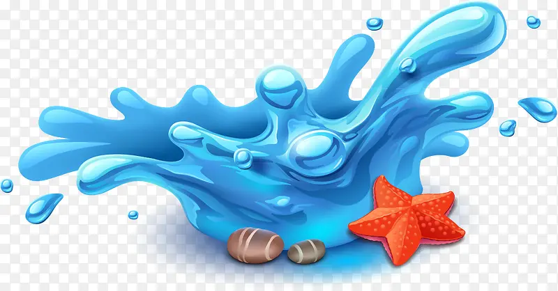 蓝色水纹夏季海报PNG矢量素材