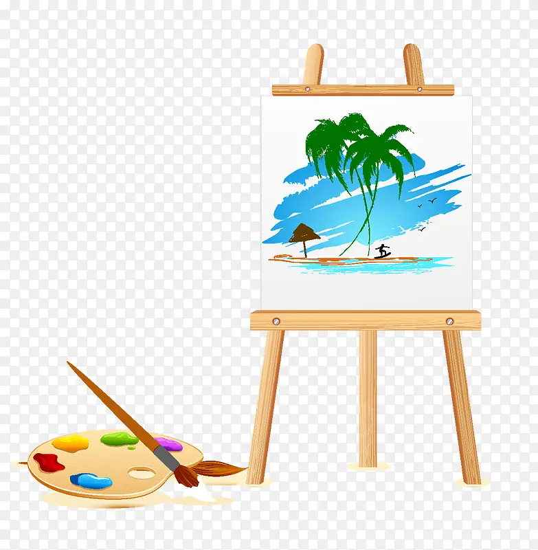 清新海滩风景写生画板插图PNG图片素材下载_图片编号ylbxxodj-免抠素材网