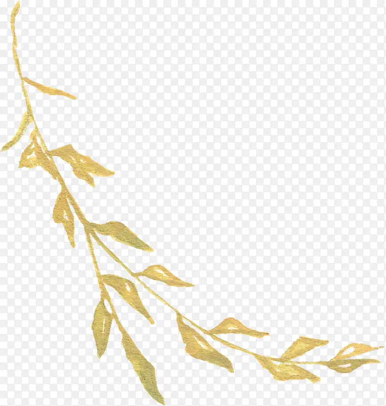 黄色成熟手绘枝叶