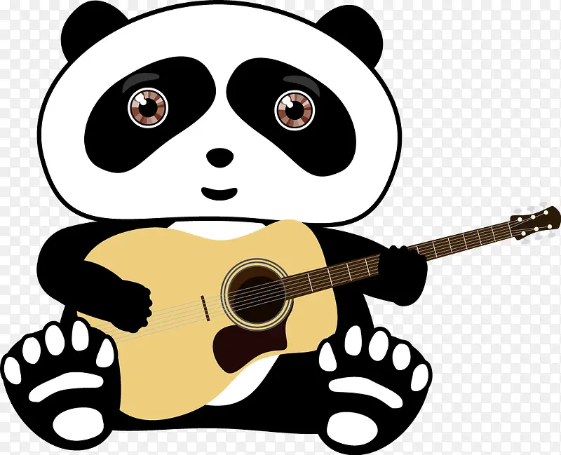 熊猫弹吉他矢量图