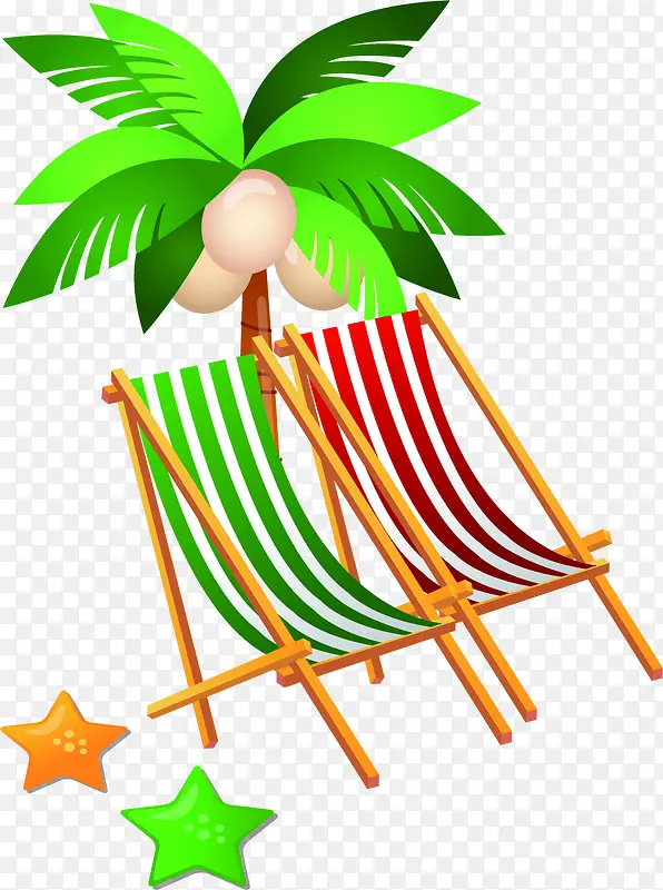 椰子树沙滩椅背景