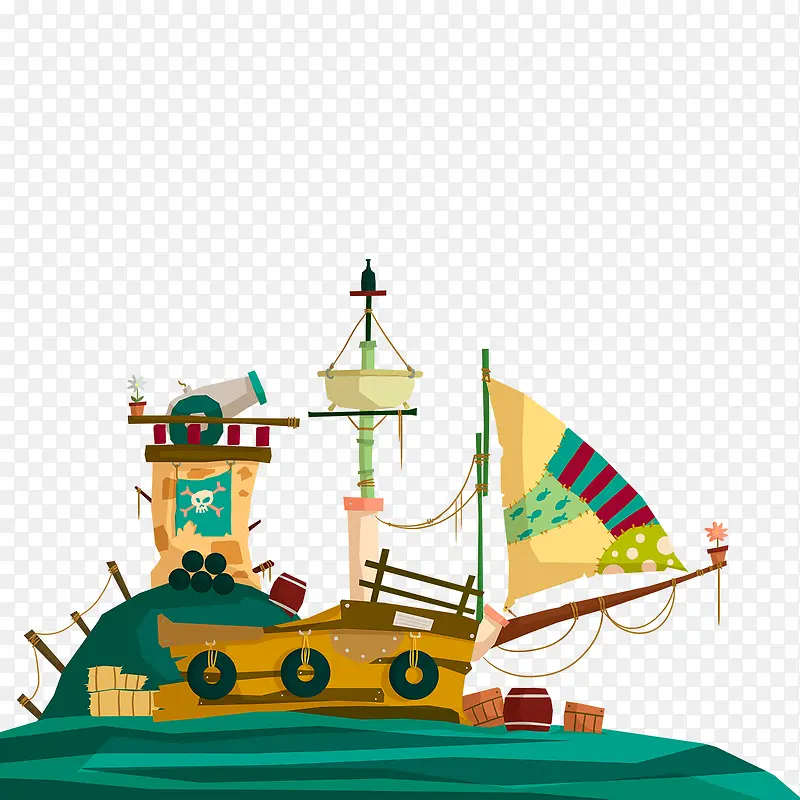 海盗船卡通装饰帆船