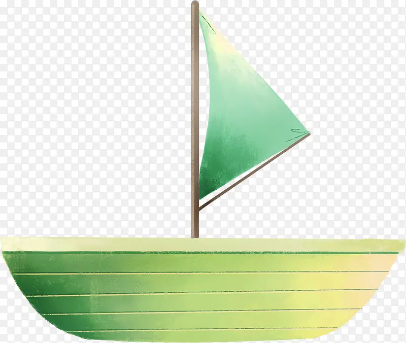 手绘卡通绿色小船