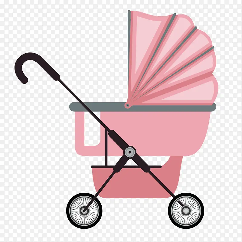 粉色遮阳婴儿车