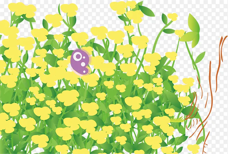 手绘黄绿色春季植物