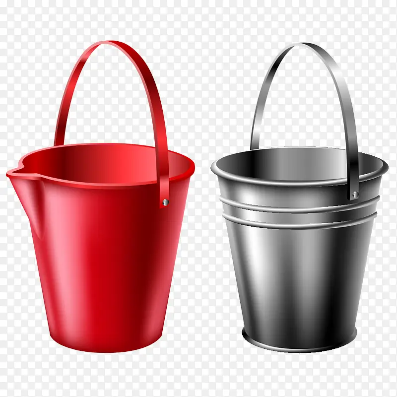 红色桶子和黑色桶子