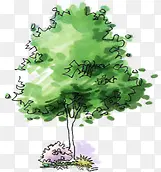 漫画手绘绿色园林植物