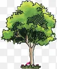 漫画绿色园林手绘植物装饰