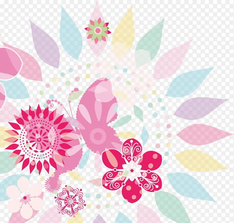 矢量花纹蝴蝶