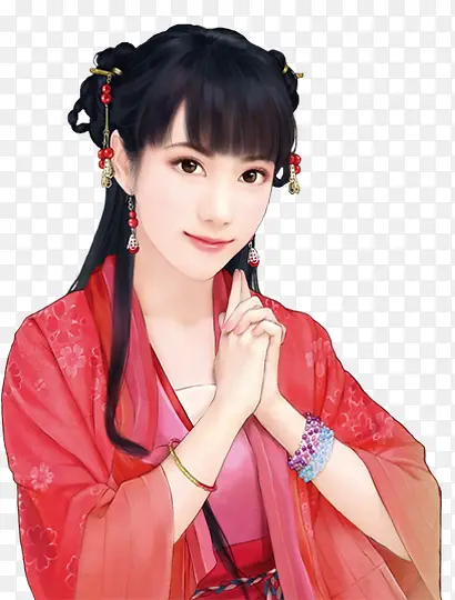 红色灵动古风女子