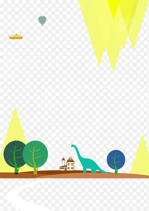卡通恐龙和小树