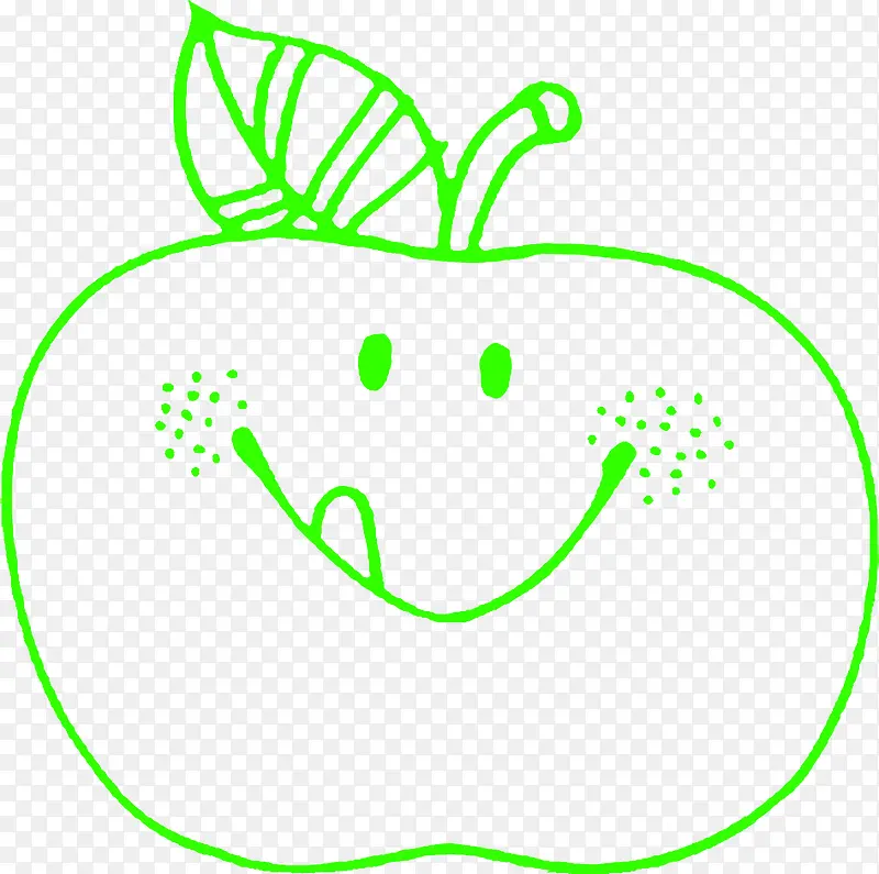 手绘绿色简易苹果