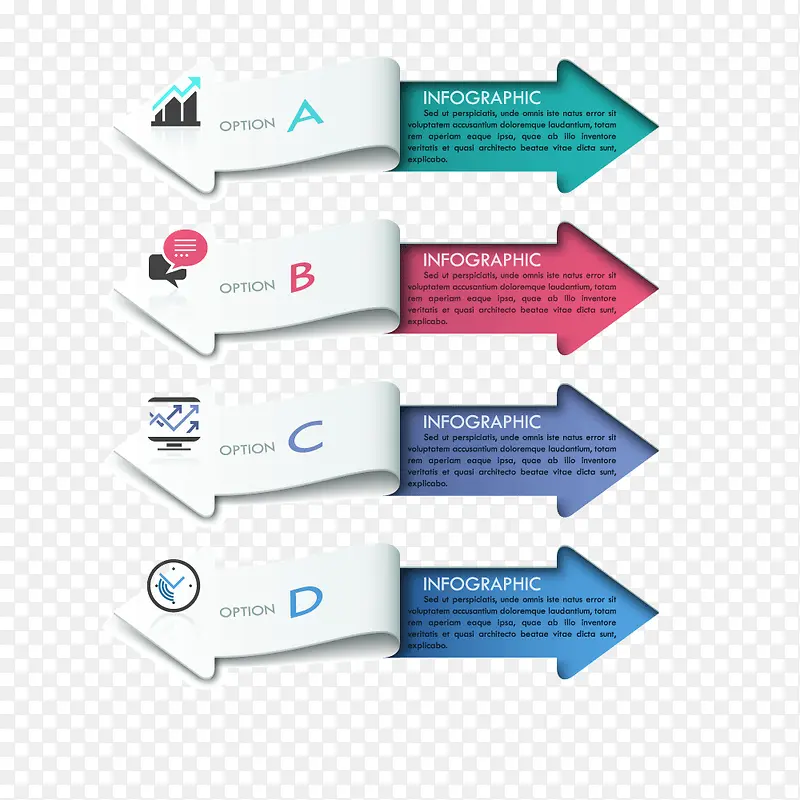 彩色箭头信息字母ppt元素装饰